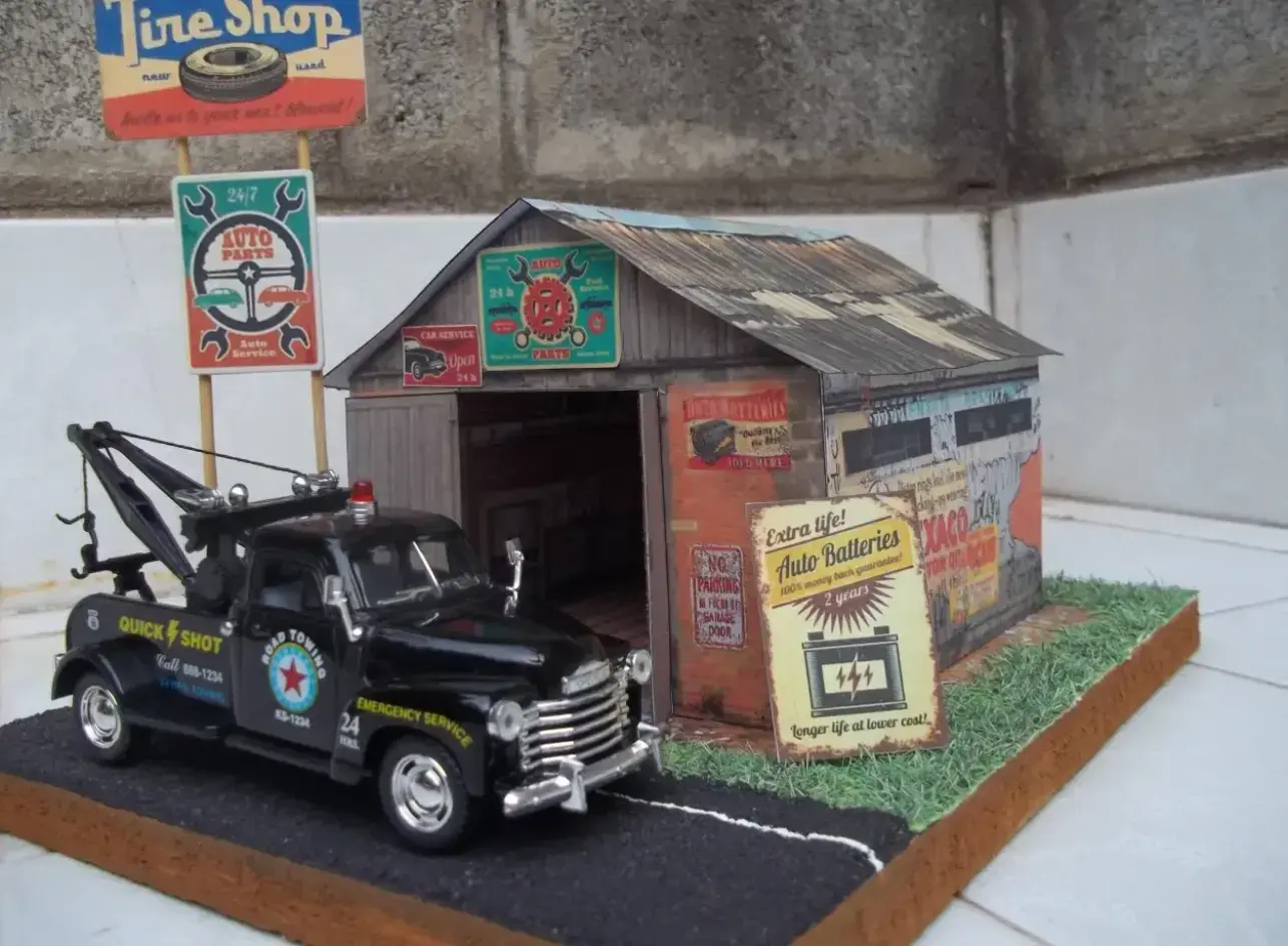 CHEVROLET 3100 WRECKER 1953-TALLER TIRE SHOPS MEJORADA maquetas-armadas.com