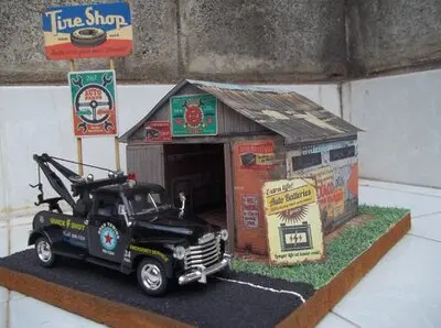 chevrolet 3100 y taller diorama maquetas armadas