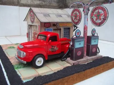 ford f1 y estacion de servicio diorama maquetas armadas
