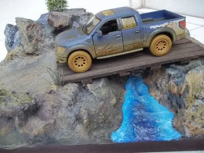 ford raptor diorama 4x4 montaña rio maquetas armadas